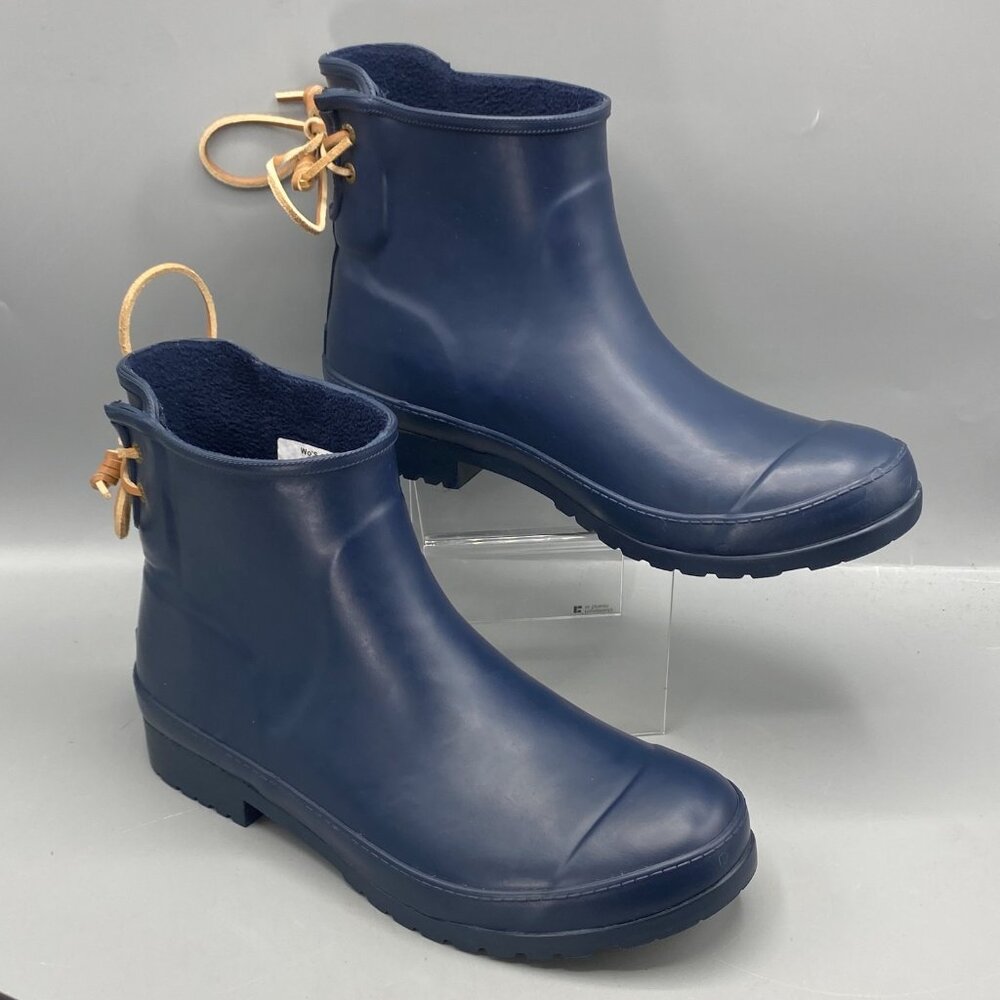 Sperry Duck Walker Turf Rain Boots Womens 9 Blue Rubber Waterproof STS 83695